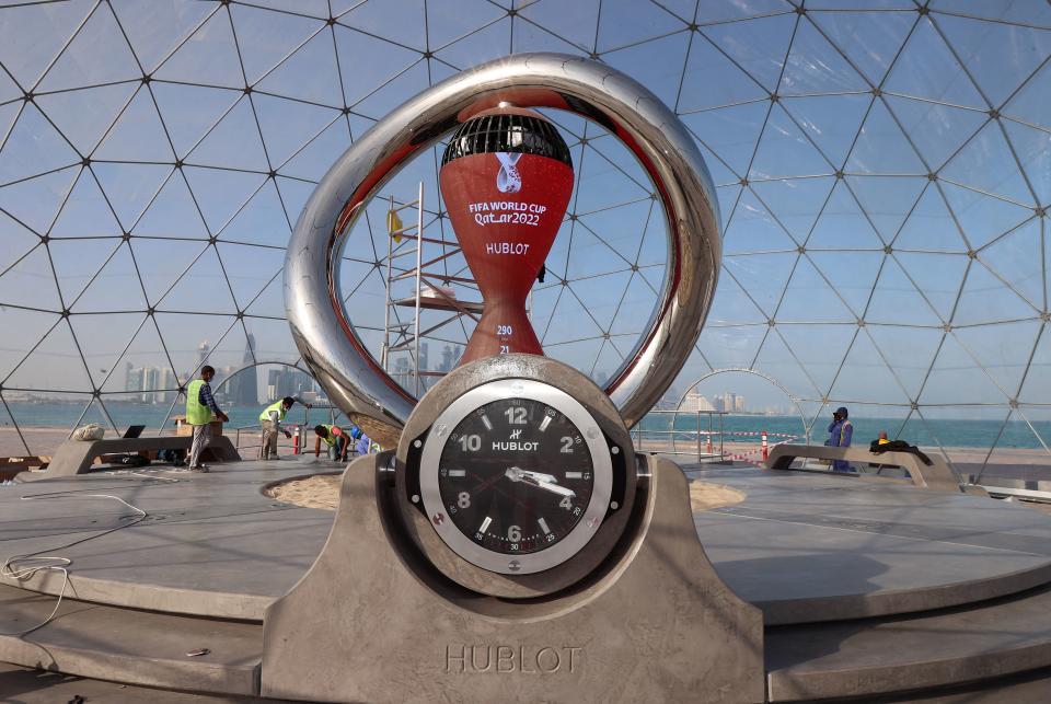 The countdown clock in Doha as Qatar prepares to host the FIFA World Cup 2022.