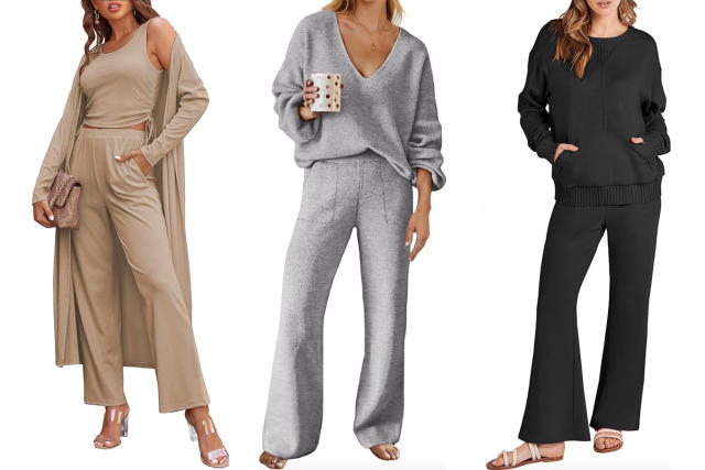 LA NOUVELLE FAMILLE Lounge Sets for Women Loungewear Lounge Wear Set  Outfits for Women Short Sleeve Long Pant Two-Piece