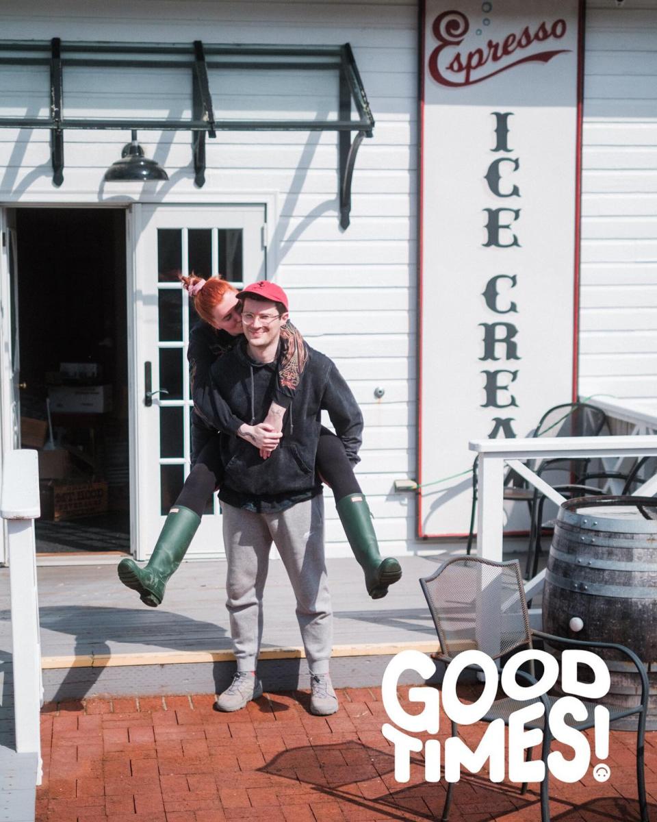 Ireland Baldwin and RAC in front of their store "Good Times"