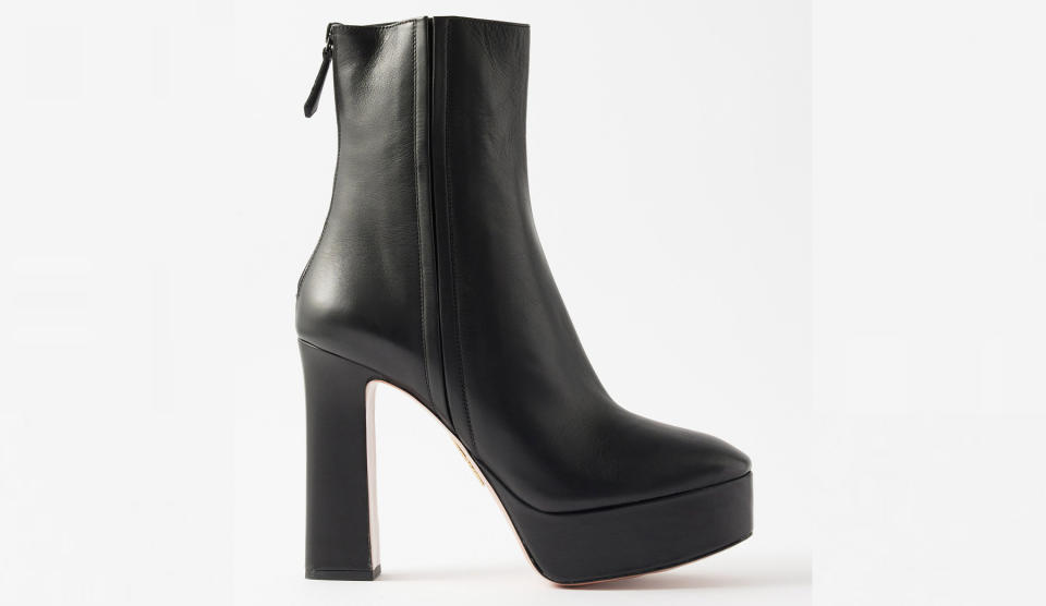 Aquazzura, boots, black boots, platforms, platform heels, platform boots, heels, high heels, block heels, leather boots