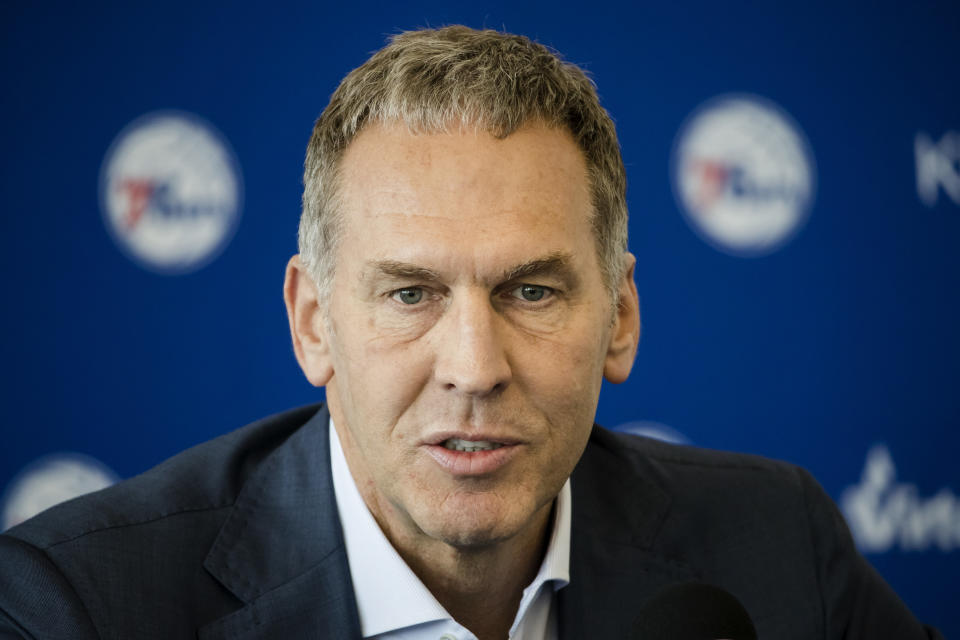 The 76ers are investigating whether Bryan Colangelo used Twitter accounts to criticize the team’s players. (AP)