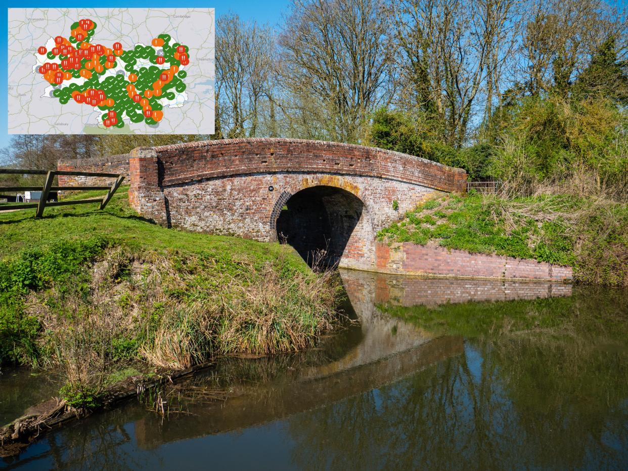 The River Enborne in Newbury, where sewage has been pumped for 440 consecutive hours. (PA)