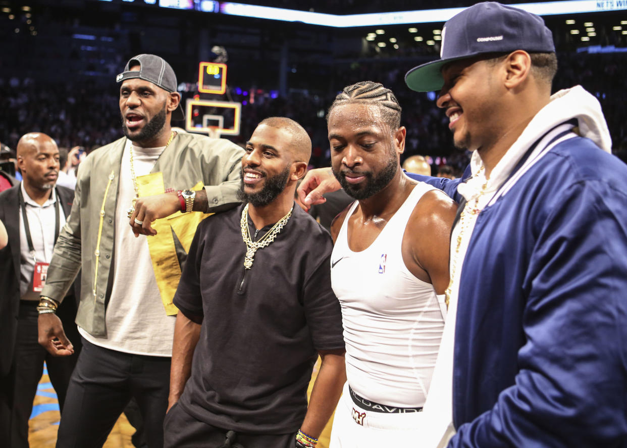 NBA players are excited to hear that Carmelo Anthony is back in the game. (Wendell Cruz/USA Today Sports)