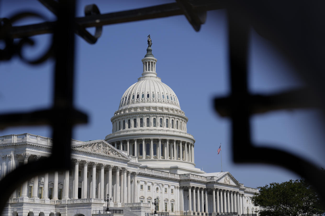 The U.S. Capitol is seen in Washington, Sunday, May 21, 2023. President Joe Biden planned on Sunday to speak directly with House Speaker Kevin McCarthy, hoping to salvage talks to raise the debt limit that have stalled in recent days while he was abroad at the Group of Seven summit. (AP Photo/Patrick Semansky)