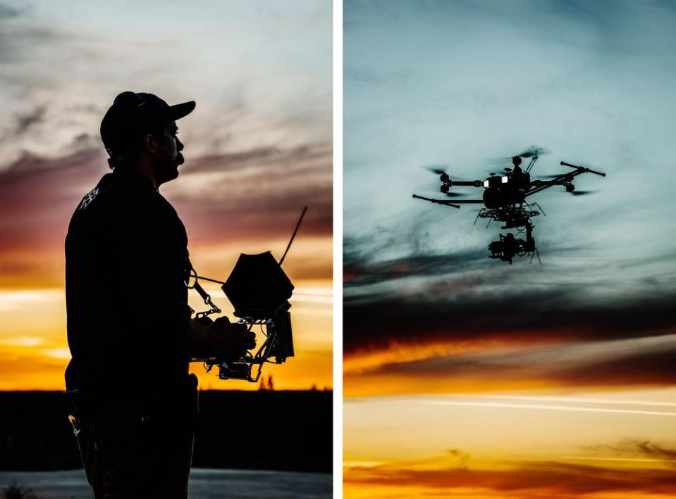 Second Pilot Travis Samson assists in flying the drone (pictured right).