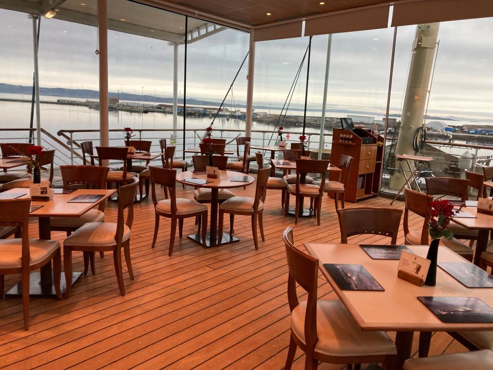 A dining deck on the Royal Yacht Britannia.