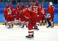 Ice Hockey - Pyeongchang 2018 Winter Olympics - Women's Semifinal Match - Canada v Olympic Athletes from Russia - Gangneung Hockey Centre, Gangneung, South Korea - February 19, 2018 - Olympic Athlete from Russia Yekaterina Nikolayeva reacts at the end of the match. REUTERS/Kim Kyung-Hoon