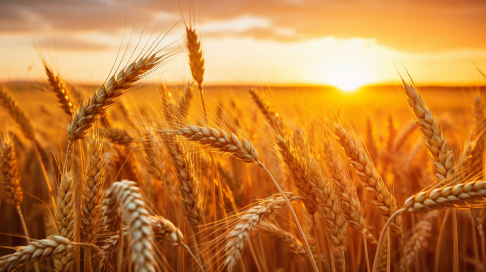 A wheat field at sunset, showing the company's commitment to agricultural commodities.