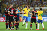 <p>Frust macht sich breit bei den brasilianischen Spielern. Erst muckt David Luiz auf…<br>(Bild: Getty Images) </p>