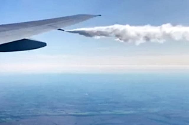 Video footage shows a British Airways pilot forced to take emergency action by dumping engine fuel over the Bristol Channel