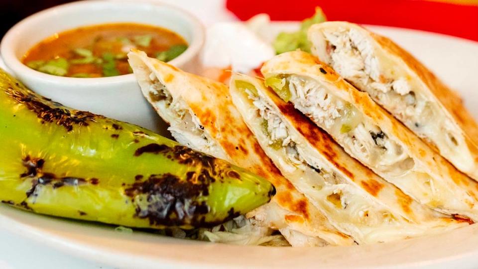 A Hatch chile chicken quesadilla at El Fenix Mexican Restaurant.