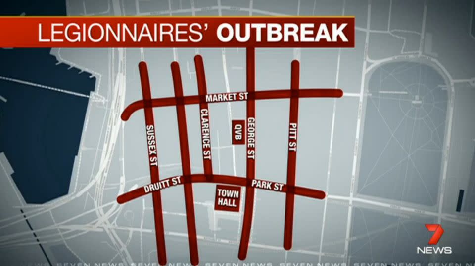 The outbreak has been linked to Sydney's CBD, and in particular, the Town Hall area. Photo: 7News