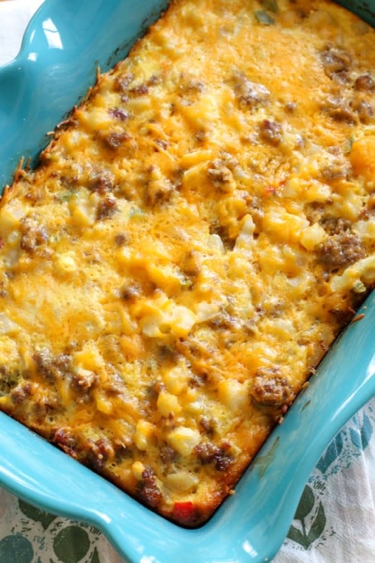 All Things Mamma<p>This Easy Breakfast Casserole comes together in no time for a weekend breakfast! Combine eggs with sausage, frozen hashbrown potatoes, and cheese for the ultimate easy breakfast or brunch casserole!</p><p><strong>Get the recipe: </strong><a href="https://www.allthingsmamma.com/easy-breakfast-casserole/?utm_medium=social&utm_source=pinterest&utm_campaign=tailwind_tribes&utm_content=tribes&utm_term=930883714_41108764_160002" rel="sponsored" target="_blank" data-ylk="slk:Easy Breakfast Casserole;elm:context_link;itc:0;sec:content-canvas" class="link "><strong>Easy Breakfast Casserole</strong></a></p>