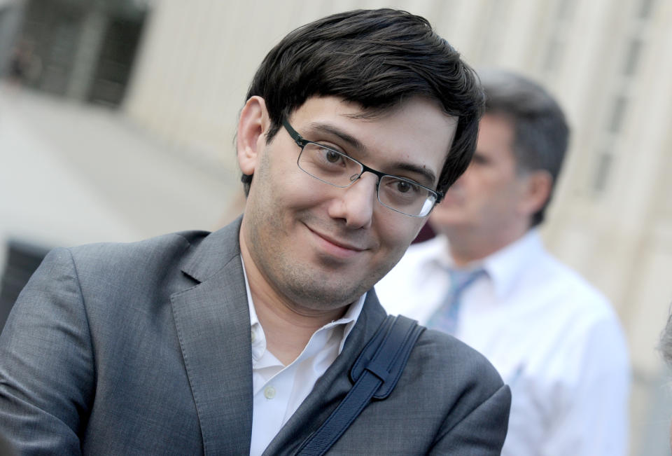 NEW YORK, NY - AUGUST 3: Former Turing Pharmaceuticals CEO Martin Shkreli smiles as he exits the United States Federal courthouse after day four of deliberations in his federal securities fraud trial on August 3, 2017 in New York City. Credit: Dennis Van Tine/MediaPunch/IPX