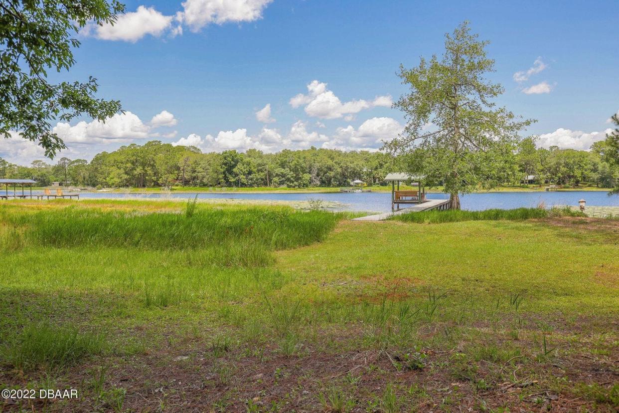 Sitting on the north side of the property, the home has sunset lake views.