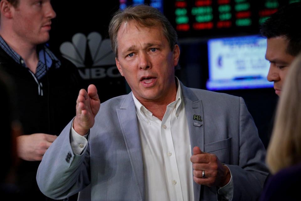 Bruce Linton, CEO of Canopy Growth Corporation a medical marijuana company, speaks during an interview on CNBC on the floor of the New York Stock Exchange (NYSE) in New York, U.S., June 28, 2018. REUTERS/Brendan McDermid