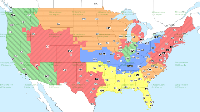 If you're in the green, you'll get Colts vs. Rams on TV