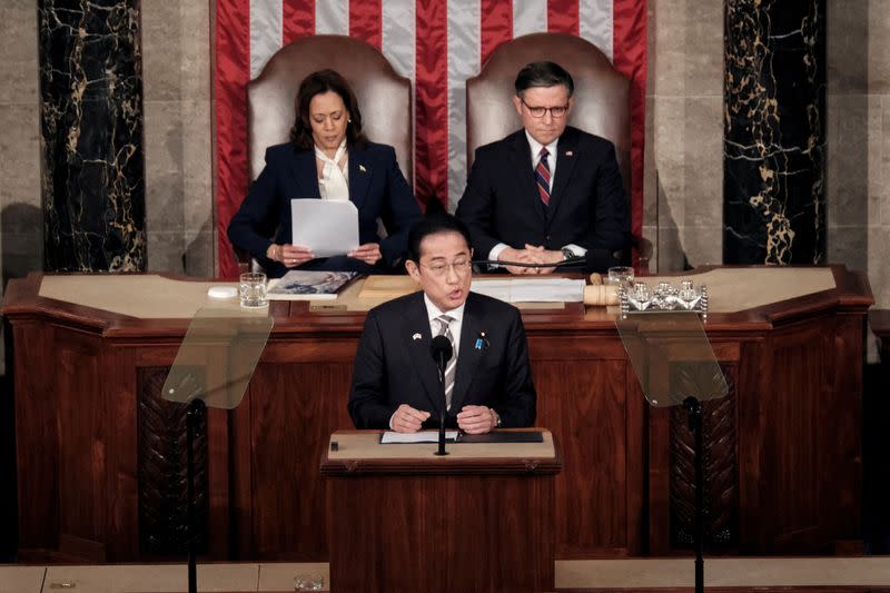 FILE PHOTO: FILE PHOTO: Japanese Prime Minister Fumio Kishida addresses joint meeting of Congress at the U.S. Capitol in Washington