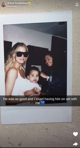 <p>Khloe Kardashian/Snapchat</p> Khloé Kardashian and son Tatum