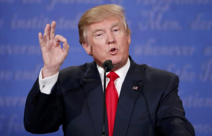 Donald Trump speaks during the third and final presidential debate in Las Vegas, Oct. 19, 2016. (Rick Wilking/Reuters)