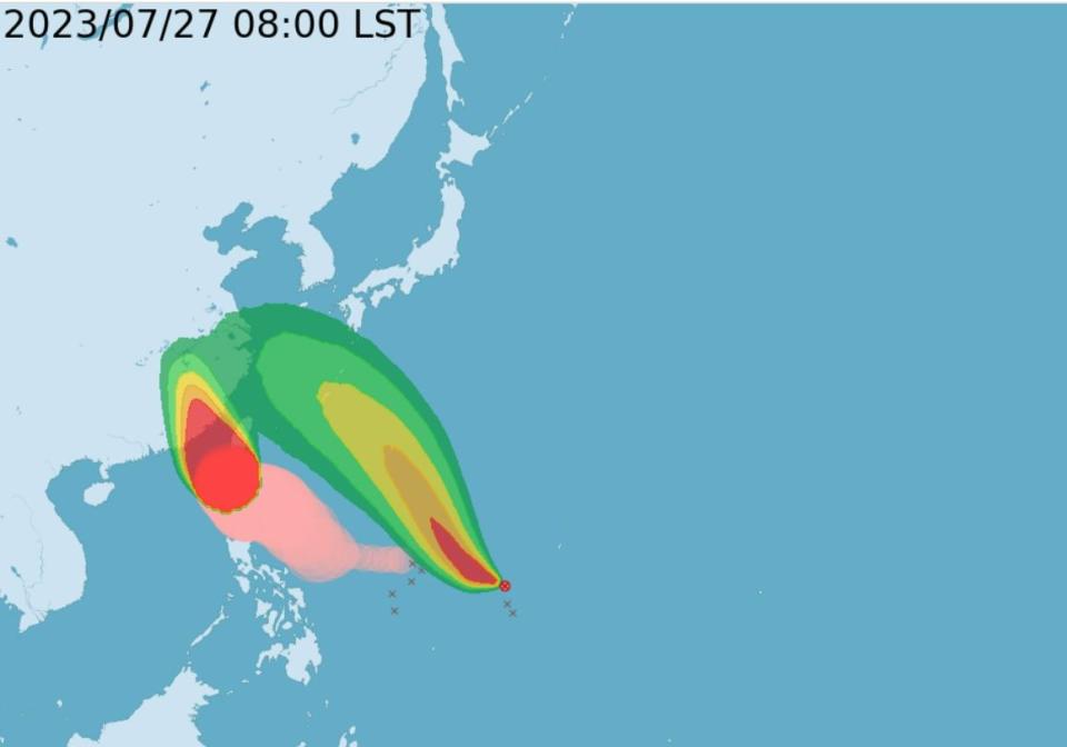 預計杜蘇芮今天會通過台灣海峽南部，明天進入中國福建。圖取自中央氣象局網站