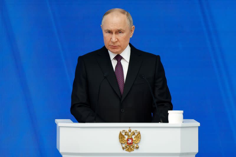 Russian President Putin addresses the Federal Assembly in Moscow