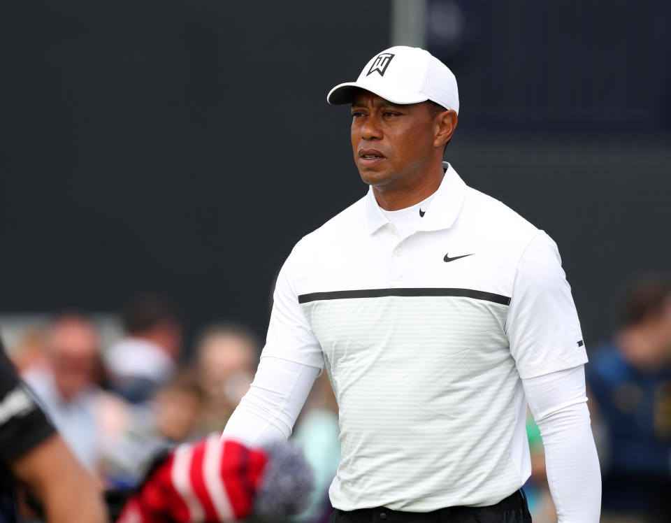 19th July, Portrush, Country Antrim, Northern Ireland; The 148th Open Golf Championship, Royal Portrush, Round Two ; Tiger Woods (USA) walks from the first tee  from the first tee (Photo by David Blunsden/Action Plus via Getty Images)