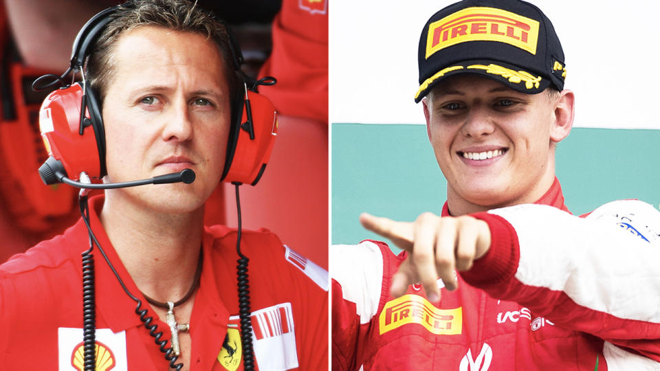 Mick and Michael Schumacher, pictured here at the racing track.