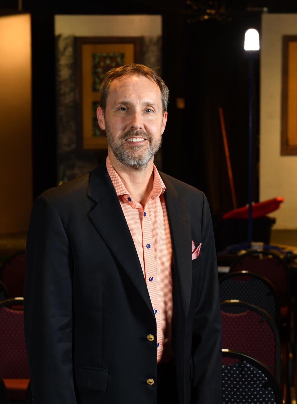 Players Centre for Performing Arts CEO William Skaggs in the temporary theater space at Crossings at Siesta Key mall in Sarasota. 