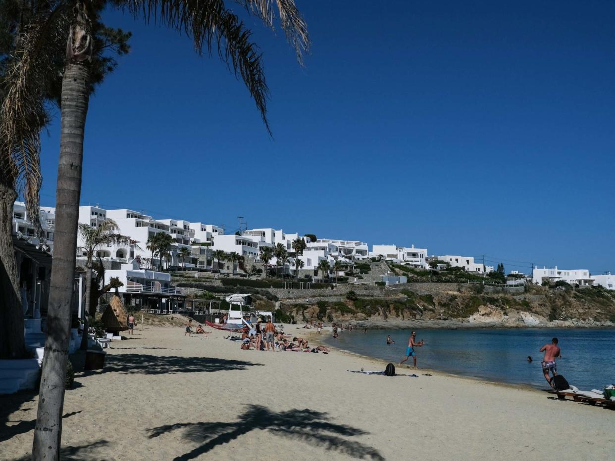 A beach on the island of Mykonos on the eve of the beginning of it's delayed tourist season on May 24, 2020. After months of being on lockdown due to the coronavirus, Greece will begin ease travel restrictions on movement between the mainland and the country's islands: Getty