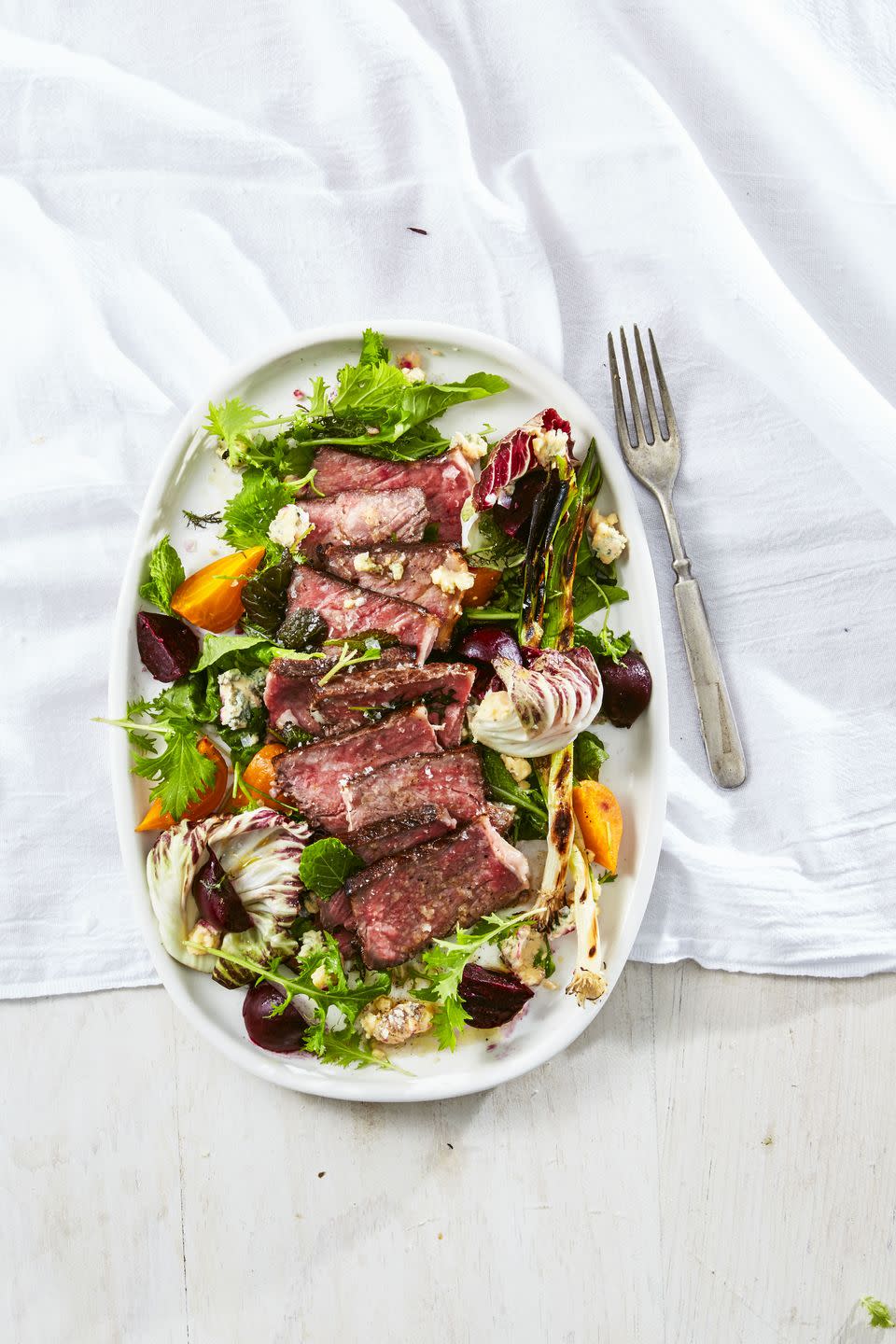 Steak Salad With Charred Green Onions and Beets