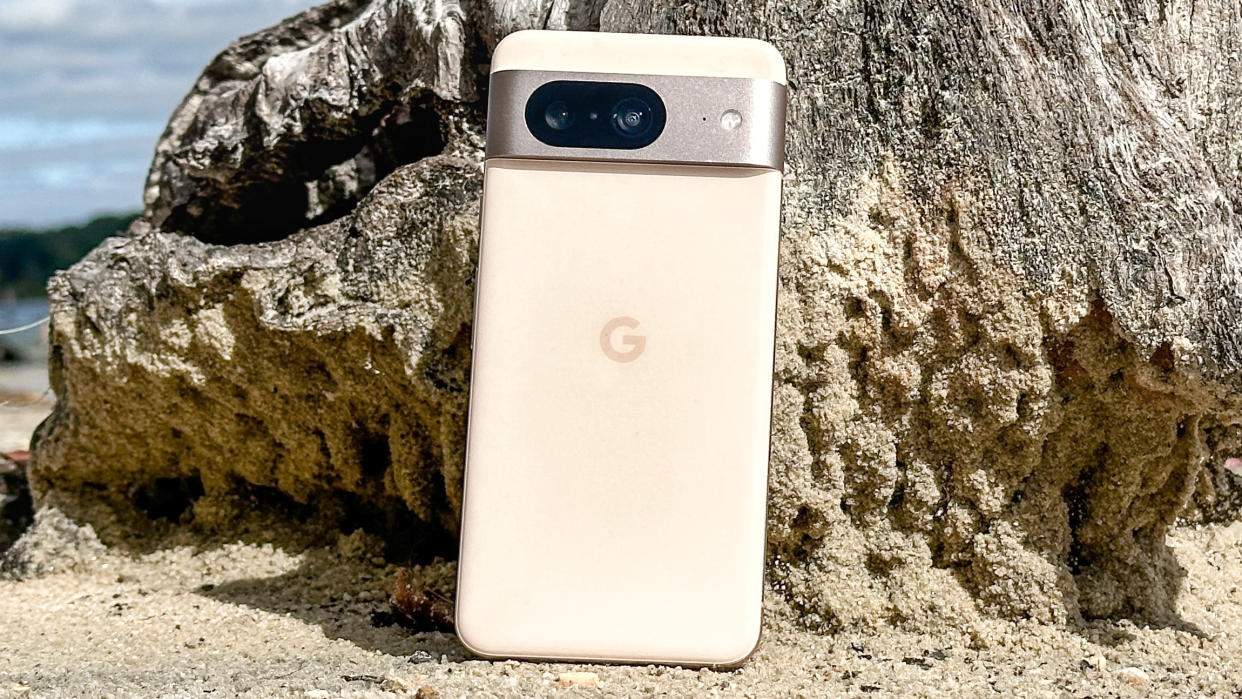  Google Pixel 8 shown held in hand. 