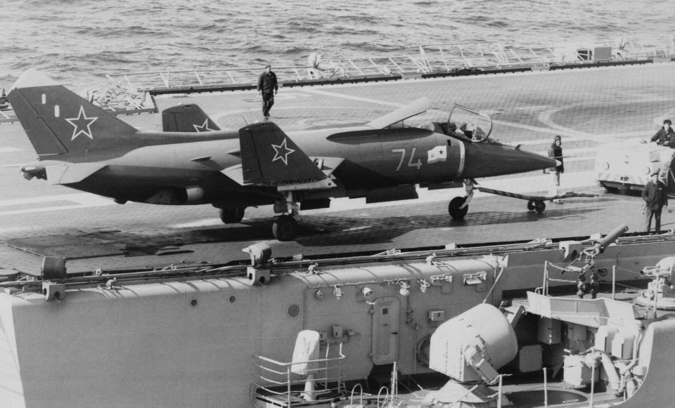 Russian Soviet navy Yak-38 aircraft carrier