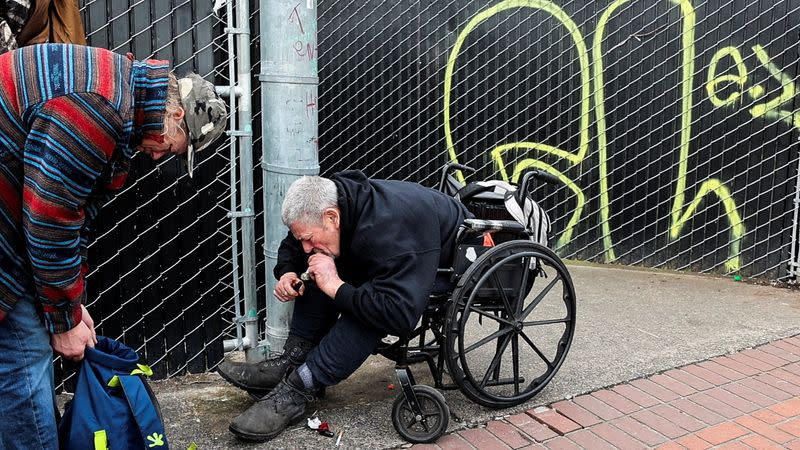 John Hood smokes methamphetamine in downtown Portland