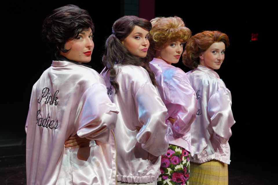 Jewell Poirier as "Rizzo," Sherri Trimble as "Jan," Emily Vincent as "Frenchy" and Bria Cottrell as "Marty" in the musical "Grease," on stage at Cocoa Village Playhouse through Oct. 9, 2022. Visit cocoavillageplayhouse.com.