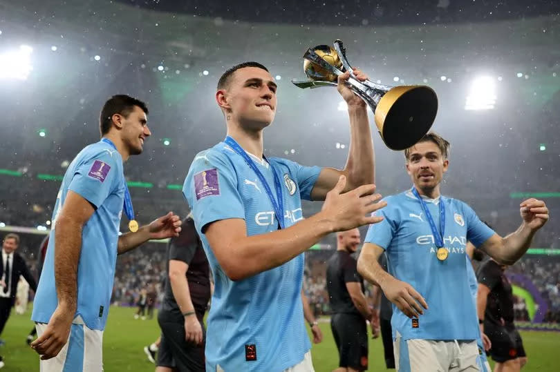 Phil Foden celebrates winning the FIFA Club World Cup
