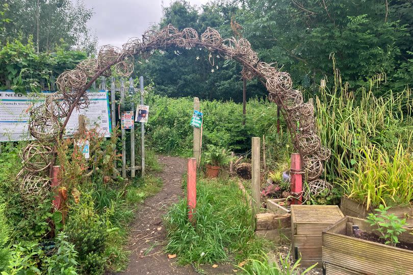 The entrance to Ryebank Fields from Trafford side