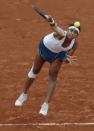 Tennis - French Open - Roland Garros - Serena Williams of the U.S. vs Teliana Pereira of Brazil - Paris, France - 26/05/16. Pereira serves. REUTERS/Gonzalo Fuentes