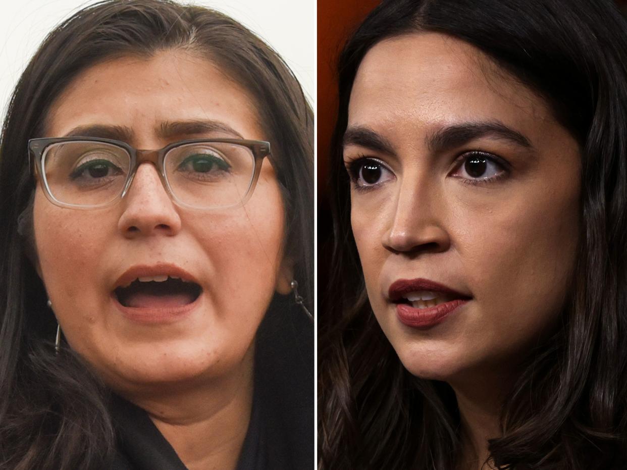 State Sen. Jessica Ramos (left) and Rep. Alexandria Ocasio-Cortez