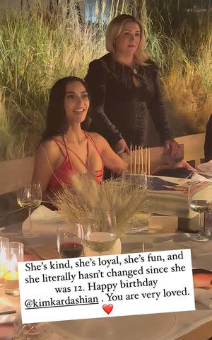 <p>Sara Foster/Instagram</p> Sara Foster shares a sweet video from Kim Kardashian's star-studded birthday bash in Los Angeles Friday