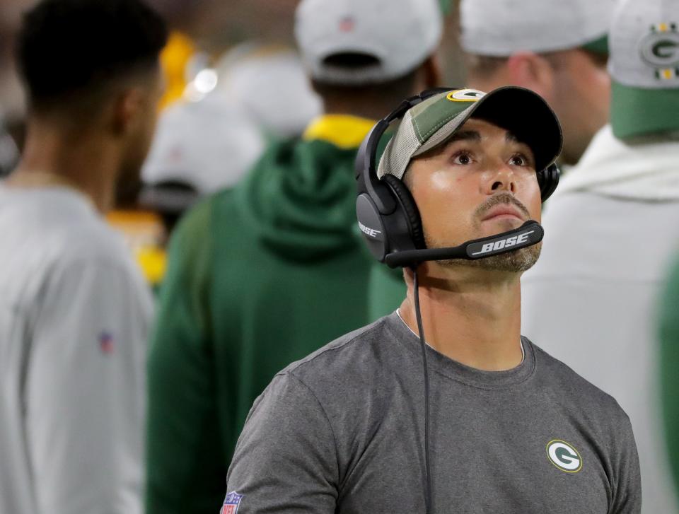 Green Bay Packers head coach Matt LaFleur is shown  during their preseason game  at Lambeau Field in Green Bay. The Houston Texans beat the Green Bay Packers 26-7.