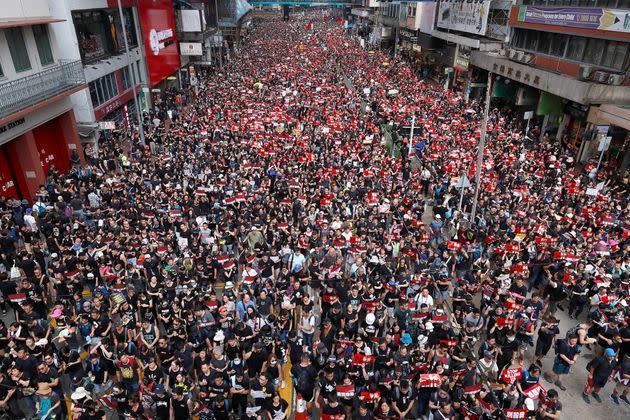 <p>Manifestation à Hong Kong, le 16 juin 2019.</p>