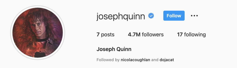   Joseph Quinn / Via Instagram: @https://www.instagram.com/josephquinn/?hl=en