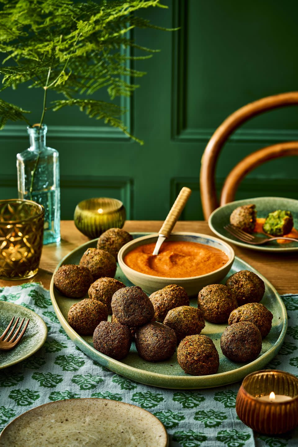 falafels and red pepper dip