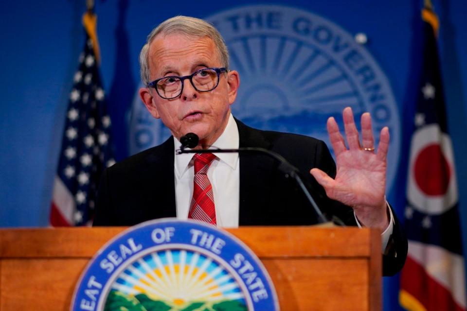 PHOTO: Ohio Gov. Mike DeWine speaks during a news conference, Dec. 29, 2023, in Columbus, Ohio.   (Carolyn Kaster/AP, FILE)