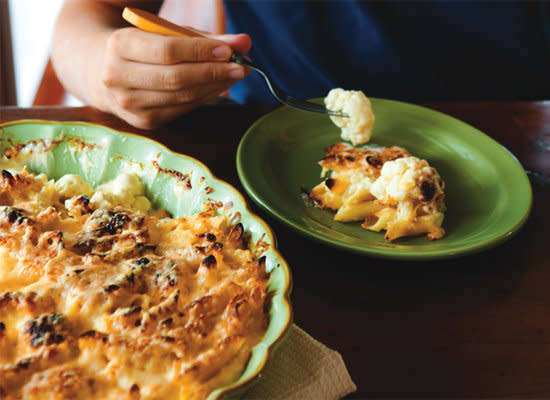 <strong>Get the <a href="http://www.huffingtonpost.com/2011/12/15/cauliflower-mac--cheese_n_1151649.html">Cauliflower Mac and Cheese Recipe</a></strong>