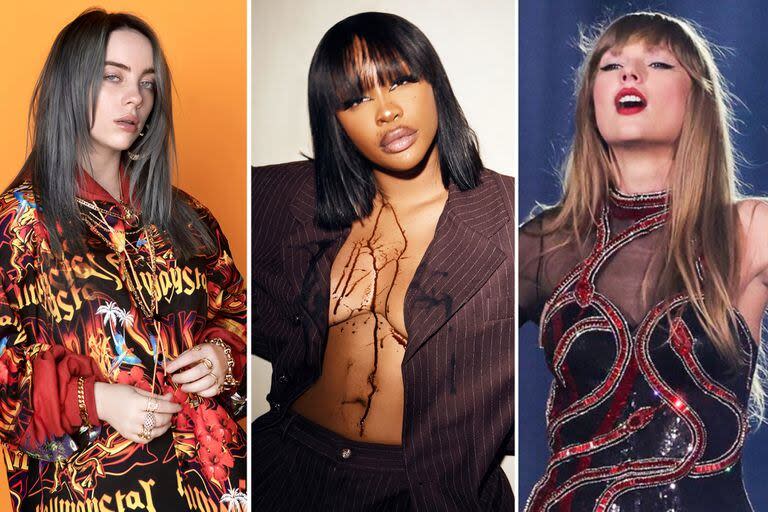 SZA (en el centro), la más nominada, junto con Billie Eilish y Taylor Swift, también grandes candidatas de la edición 2024 de los premios Grammy