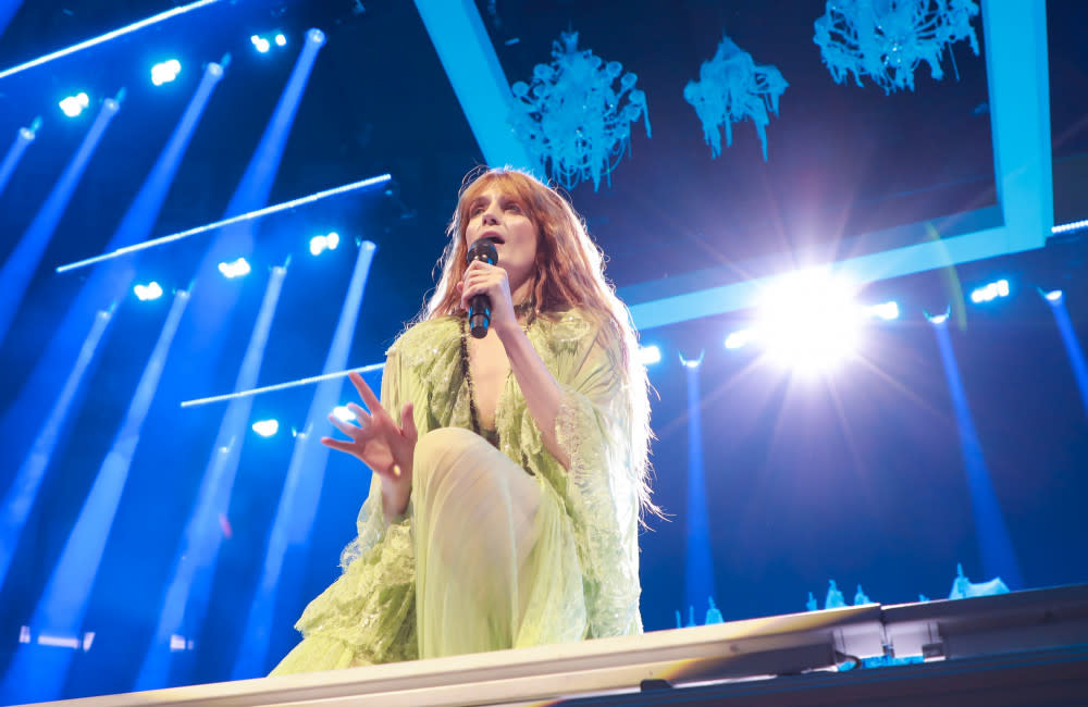 Florence and the Machine receives a fake severed hand from a fan credit:Bang Showbiz