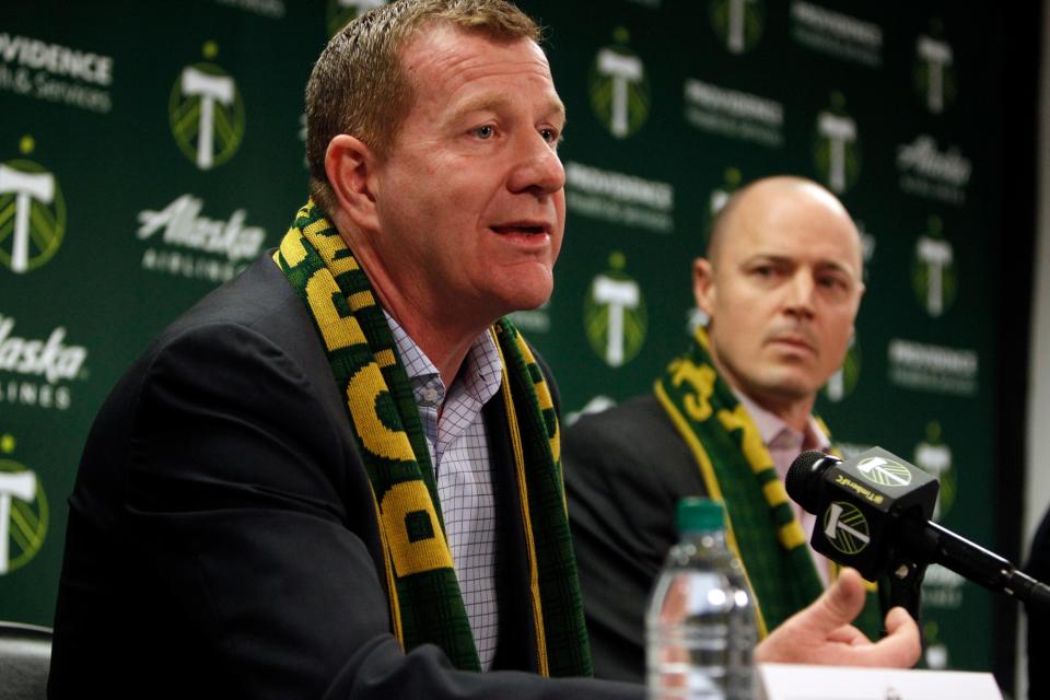 Former Portland Timbers team president and general manager Gavin Wilkinson, left, was fired following release of the Yates report. Merritt Paulson, right, stepped down as CEO of the Timbers and Thorns shortly after.