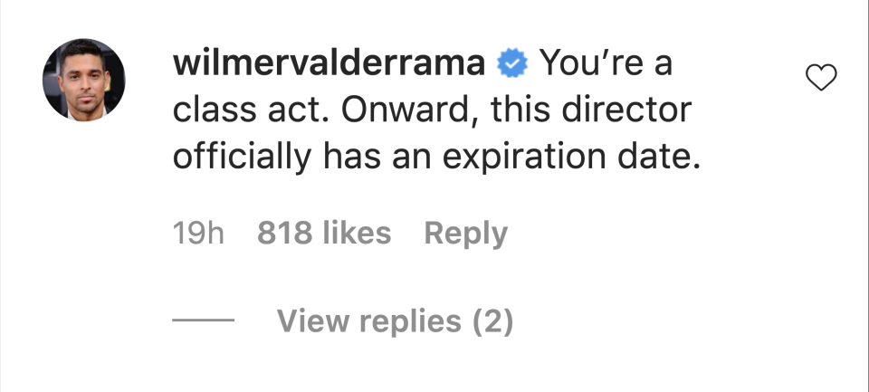 Wilmer Valderrama praised fellow actor Lukas Gage after he was insulted by an unnamed director. (Screenshot: Instagram/Wilmer Valderrama)